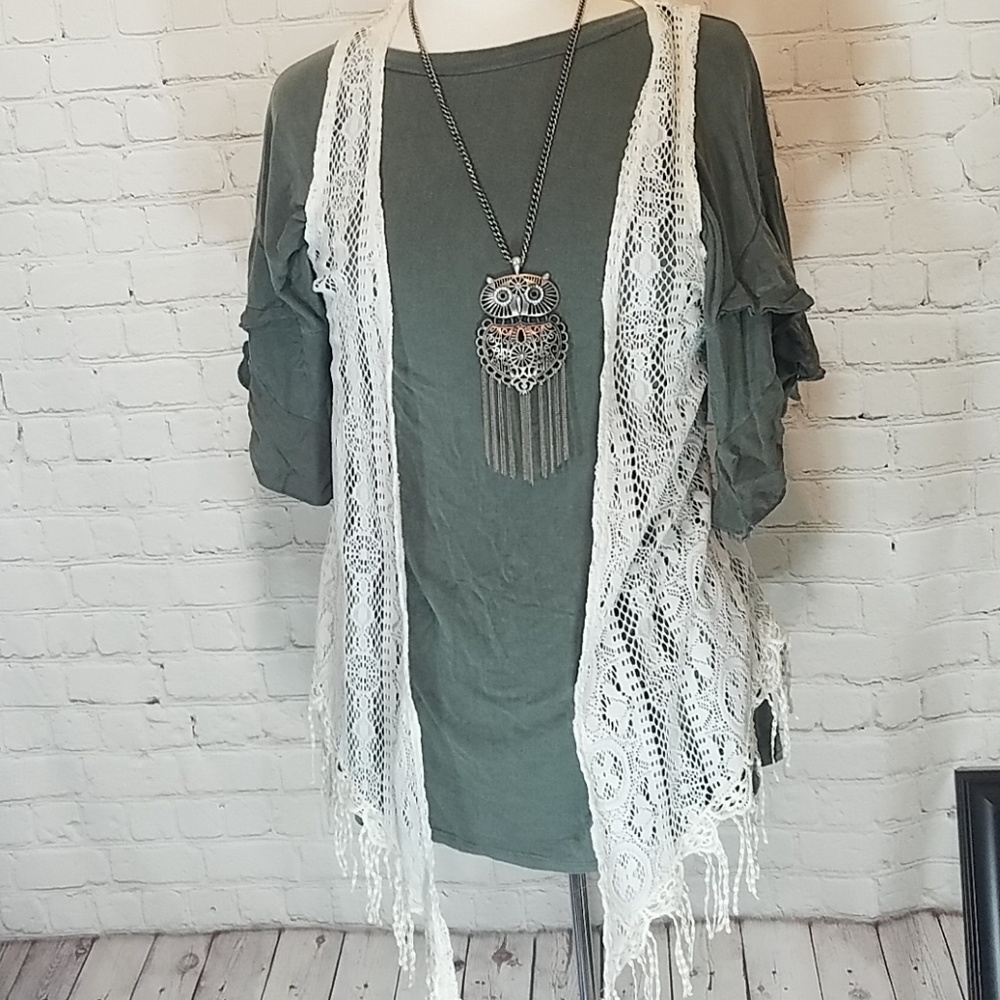 Cream fringe vest - Picture 1 of 6